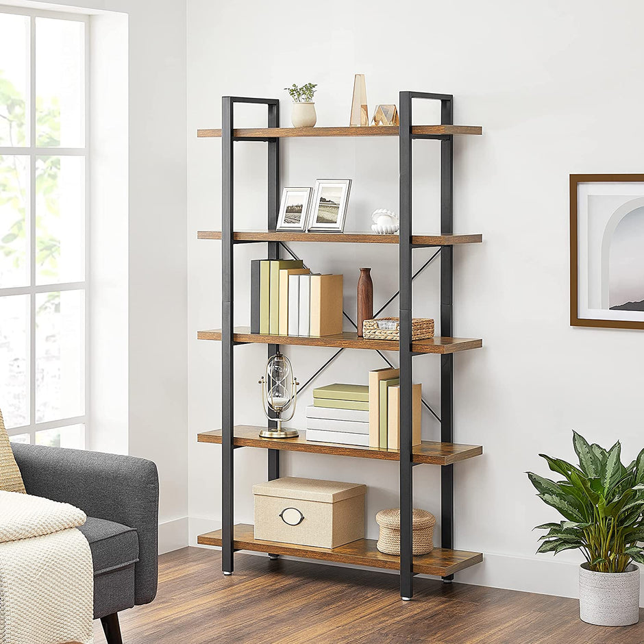 Boekenkast met 5 legplanken – Vintage design – 33,5 x 105 x 177,5 cm