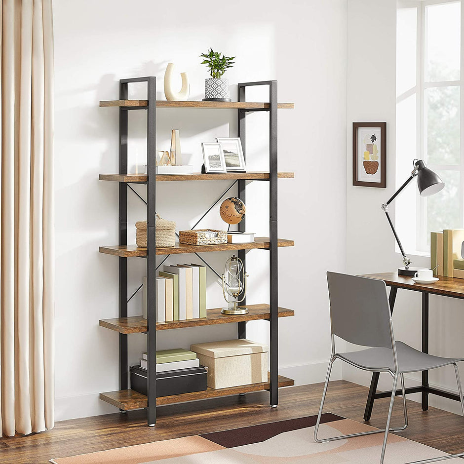 Boekenkast met 5 legplanken – Vintage design – 33,5 x 105 x 177,5 cm