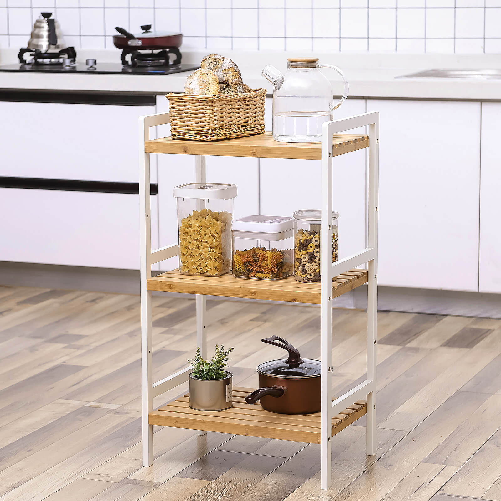 Bamboerek – keukenrek – badkamerrek – boekenkast – 3 planken – 45 x 31,5 x 80 cm
