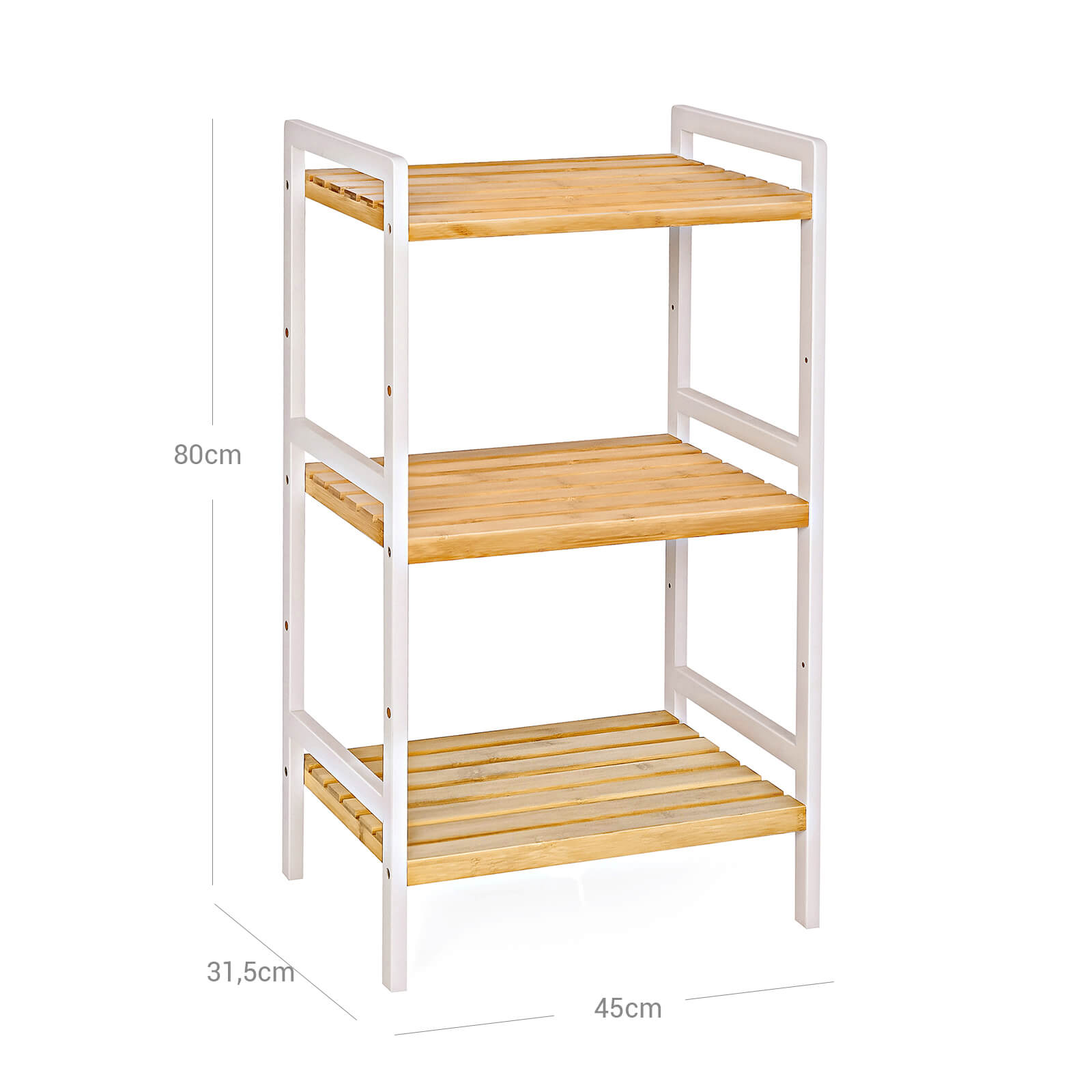 Bamboerek – keukenrek – badkamerrek – boekenkast – 3 planken – 45 x 31,5 x 80 cm