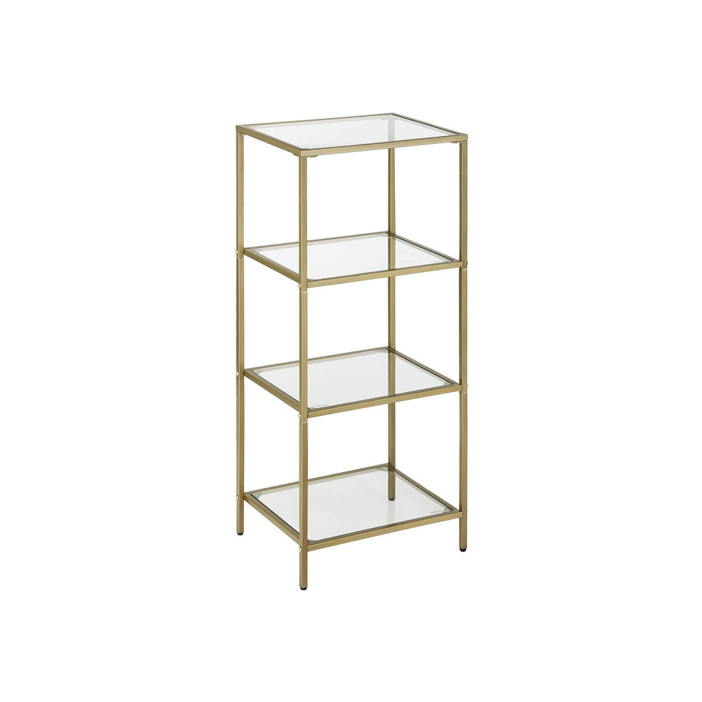 Badkamerkast - 4 niveaus - Openkast van gehard glas - Goudkleurig stalen frame