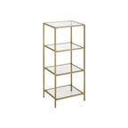 Badkamerkast - 4 niveaus - Openkast van gehard glas - Goudkleurig stalen frame