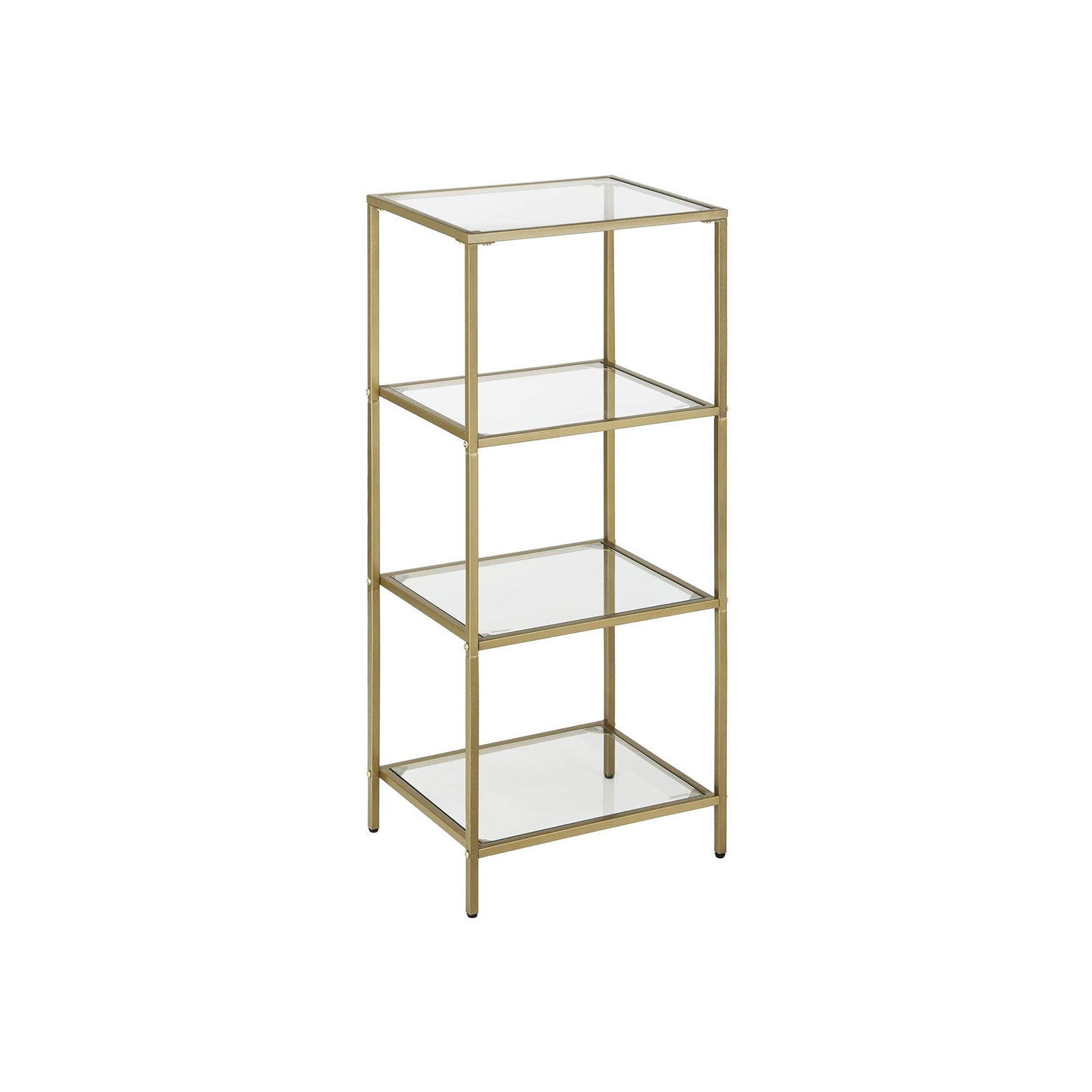 Badkamerkast - 4 niveaus - Openkast van gehard glas - Goudkleurig stalen frame
