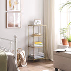 Badkamerkast - 4 niveaus - Openkast van gehard glas - Goudkleurig stalen frame