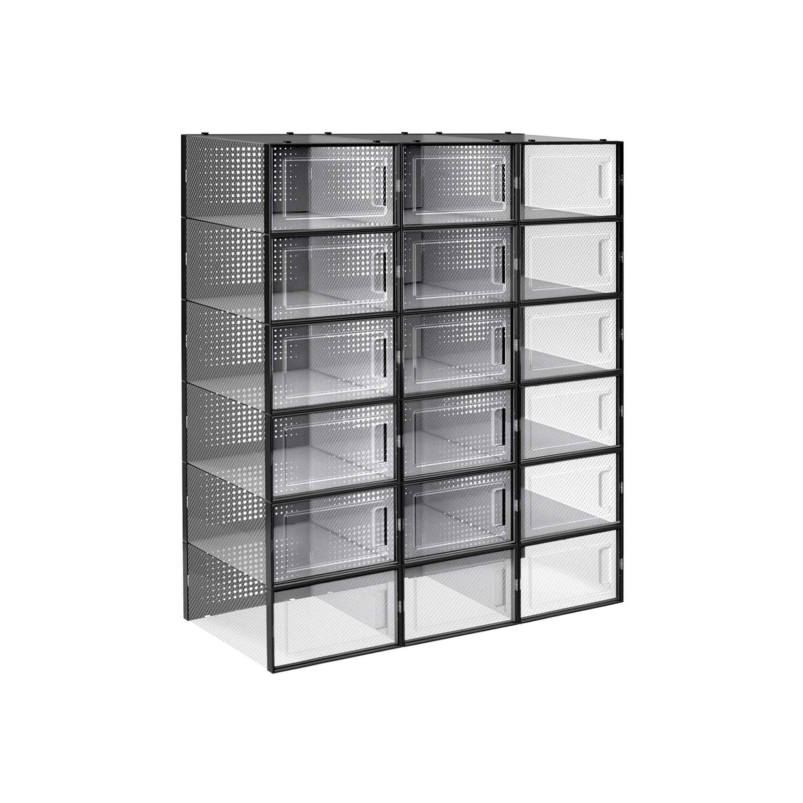 Schoenendozen – Set van 18 – Stapelbaar – Transparante voordeur – Tot UK maat 10,5