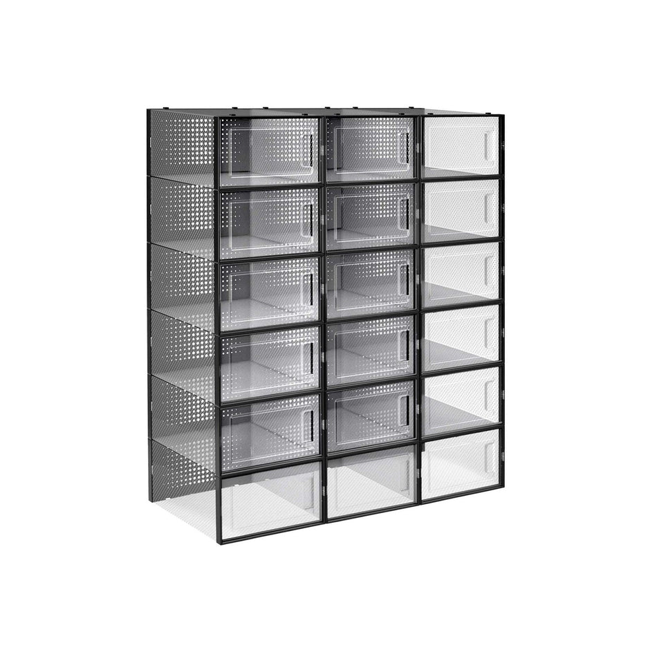 Schoenendozen – Set van 18 – Stapelbaar – Transparante voordeur – Tot UK maat 10,5