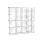 Opbergrek – modulaire draadkubussen – 16 stuks – wit