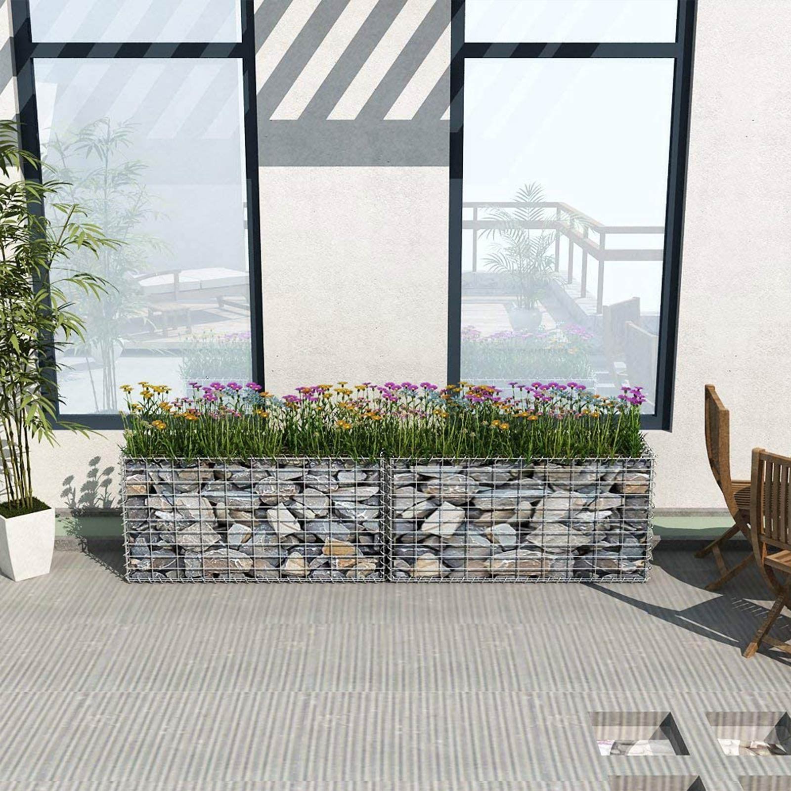 Gabion – Steenkorf 100 x 50 x 50 cm – Verzinkt – Grijs/Zilver