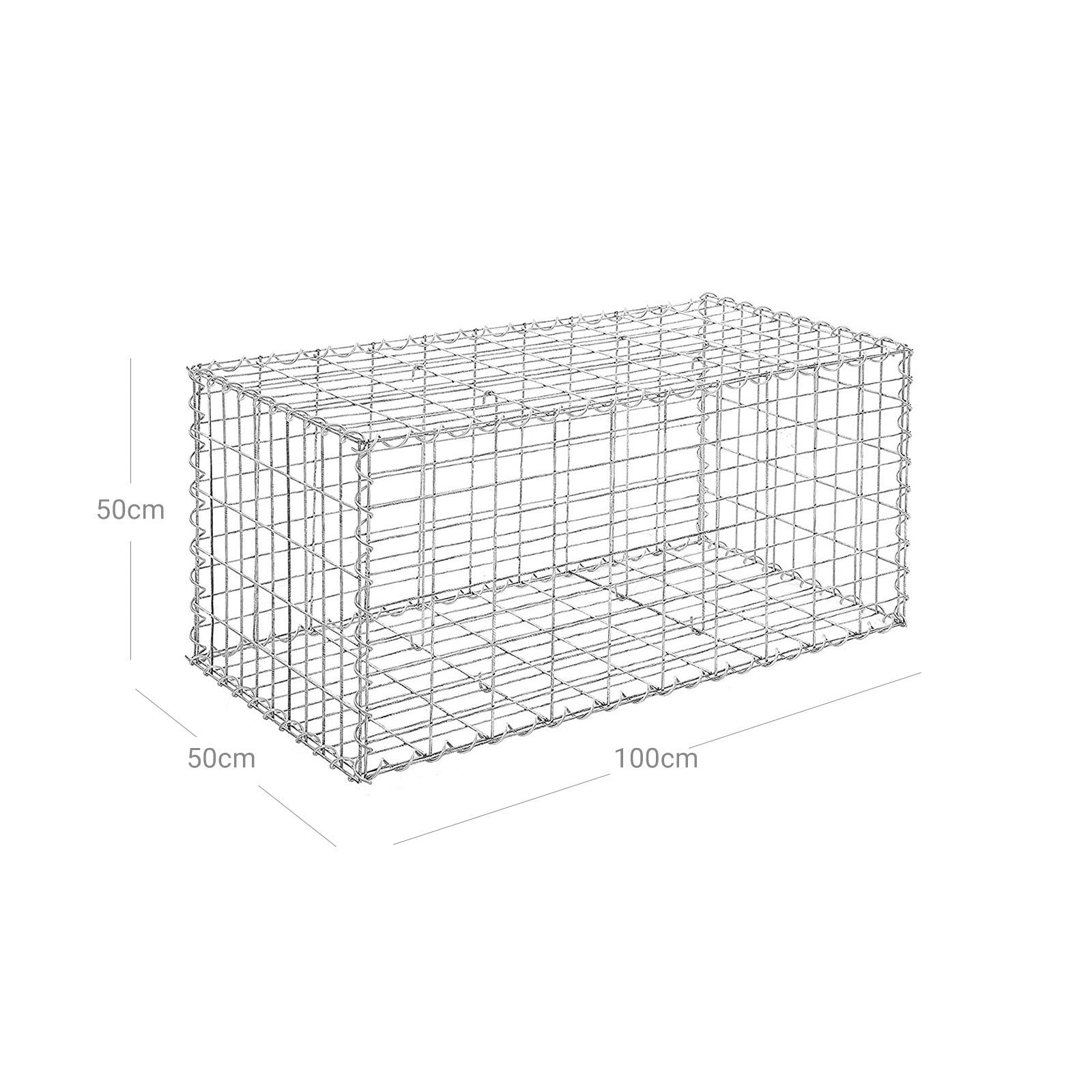 Gabion – Steenkorf 100 x 50 x 50 cm – Verzinkt – Grijs/Zilver