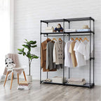 Kledingkast - Stoffen kast met 2 roedes - 140 x 43 x 174 cm - Zwart