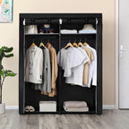 Kledingkast - Stoffen kast met 2 roedes - 140 x 43 x 174 cm - Zwart