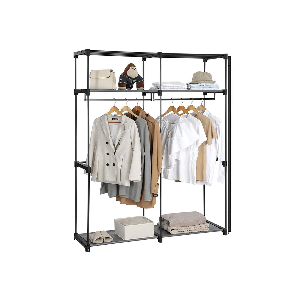 Kledingkast - Stoffen kast met 2 roedes - 140 x 43 x 174 cm - Zwart