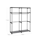 Kledingkast - Stoffen kast met 2 roedes - 140 x 43 x 174 cm - Zwart