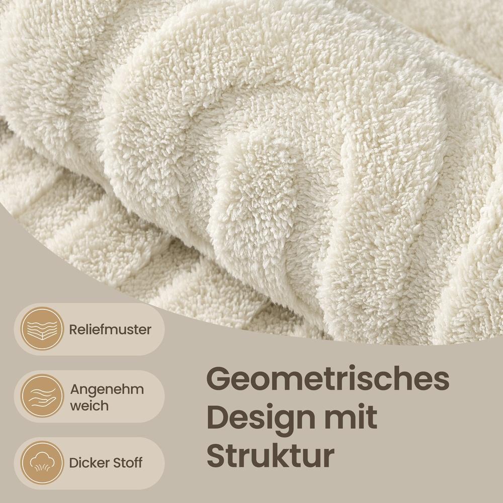 Vloerkleed - 290 x 200 cm - 3D Geometrisch Patroon - Wasbaar - Crèmewit