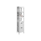 Badkamerkast - Hoge kast met 2 lades en 3 open vakken - 30 x 30 x 141,5 cm - Wit