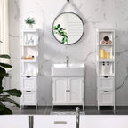 Badkamerkast - Hoge kast met 2 lades en 3 open vakken - 30 x 30 x 141,5 cm - Wit