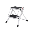 Vouwladder - 2 treden - Antislip rubber - Met handvat - 150 kg draagvermogen - Staal