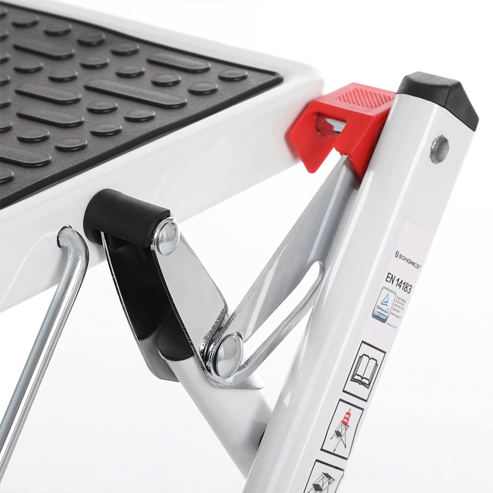 Vouwladder - 2 treden - Antislip rubber - Met handvat - 150 kg draagvermogen - Staal