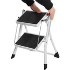 Vouwladder - 2 treden - Antislip rubber - Met handvat - 150 kg draagvermogen - Staal