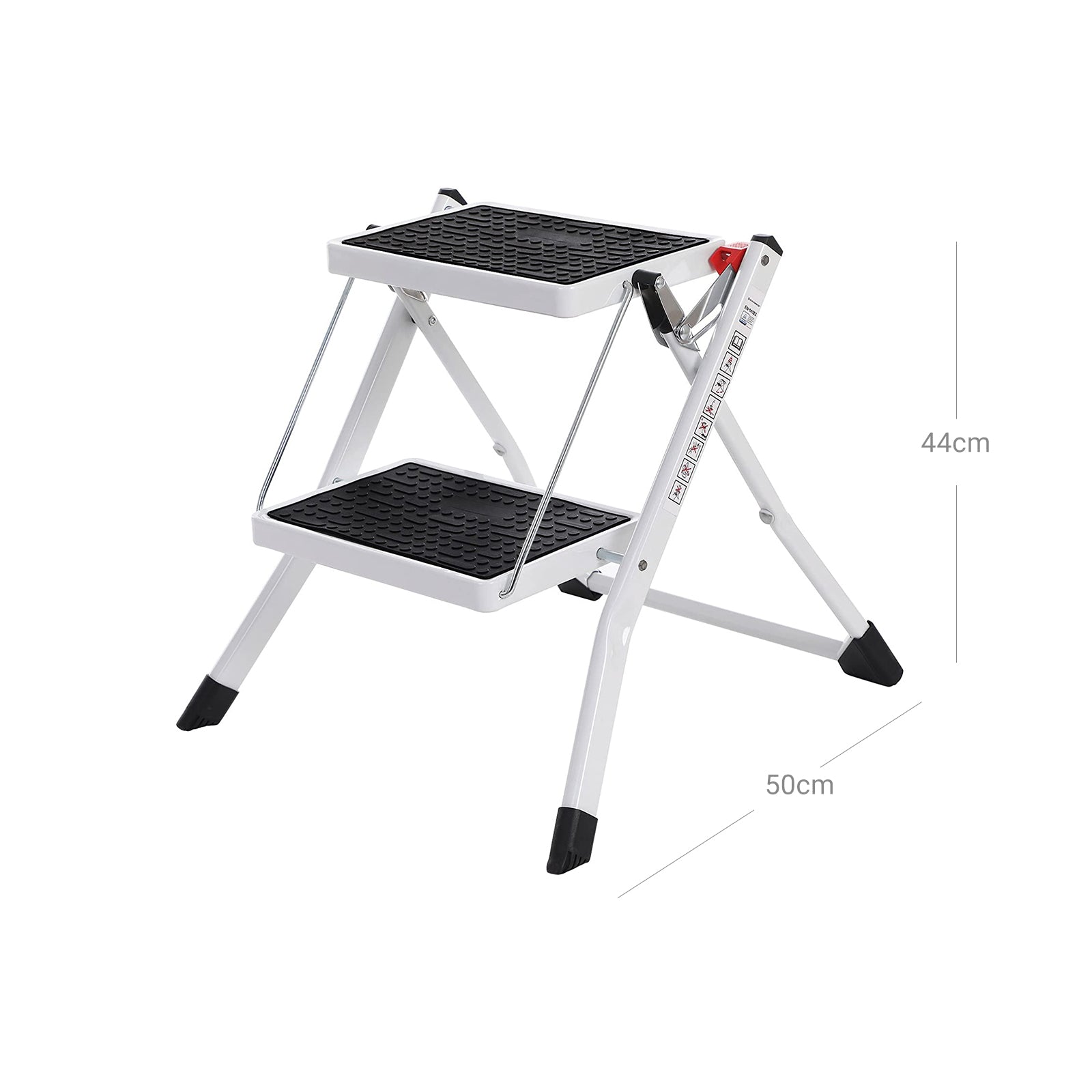 Vouwladder - 2 treden - Antislip rubber - Met handvat - 150 kg draagvermogen - Staal