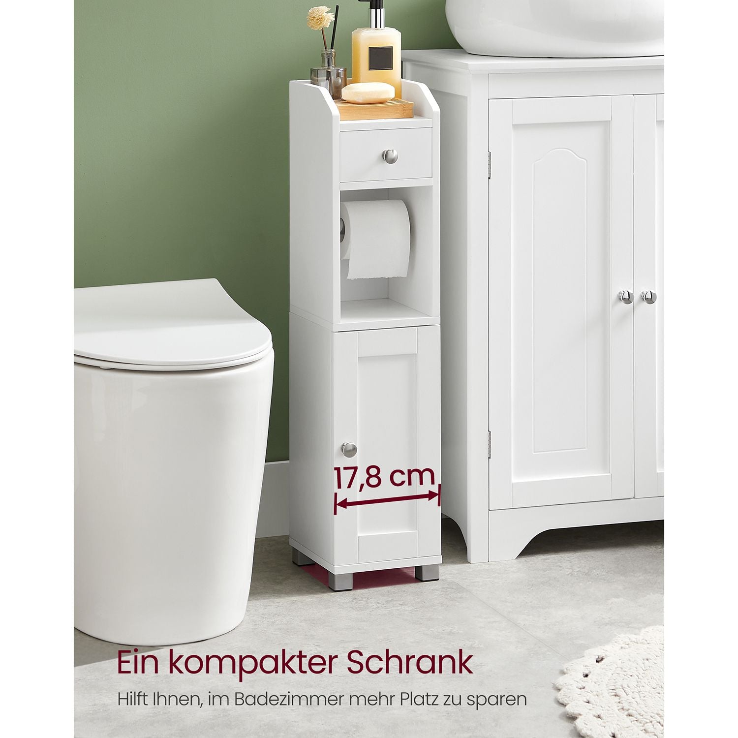Toiletkast - Badkamerkast - Met verstelbare plank - Waterdichte poten - Wit