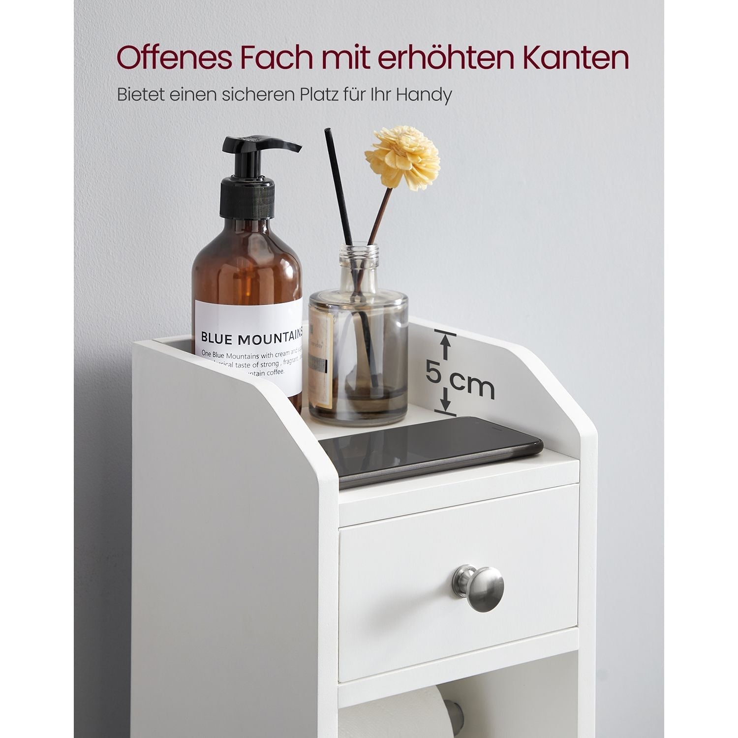 Toiletkast – Verstelbare plank – Waterdichte poten – Wit