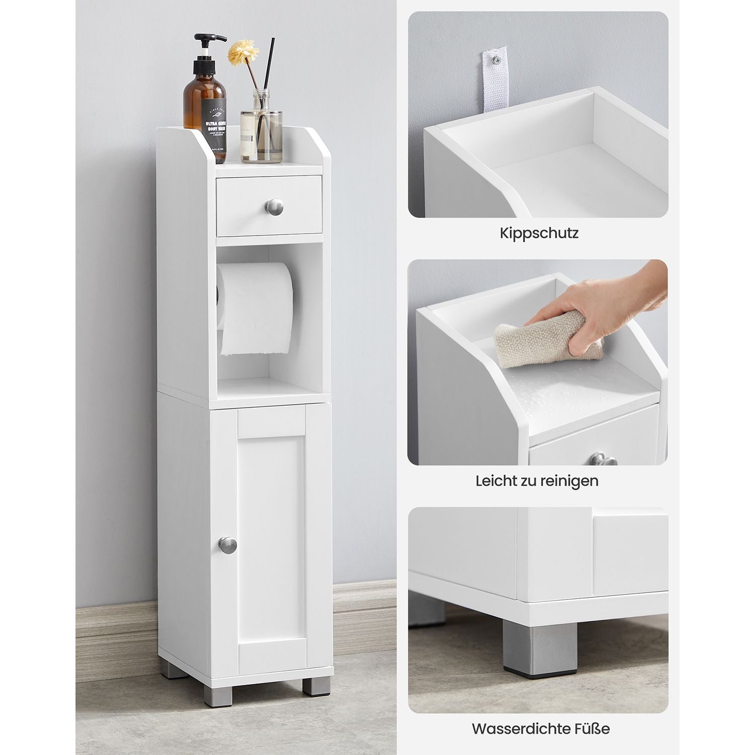 Toiletkast - Badkamerkast - Met verstelbare plank - Waterdichte poten - Wit