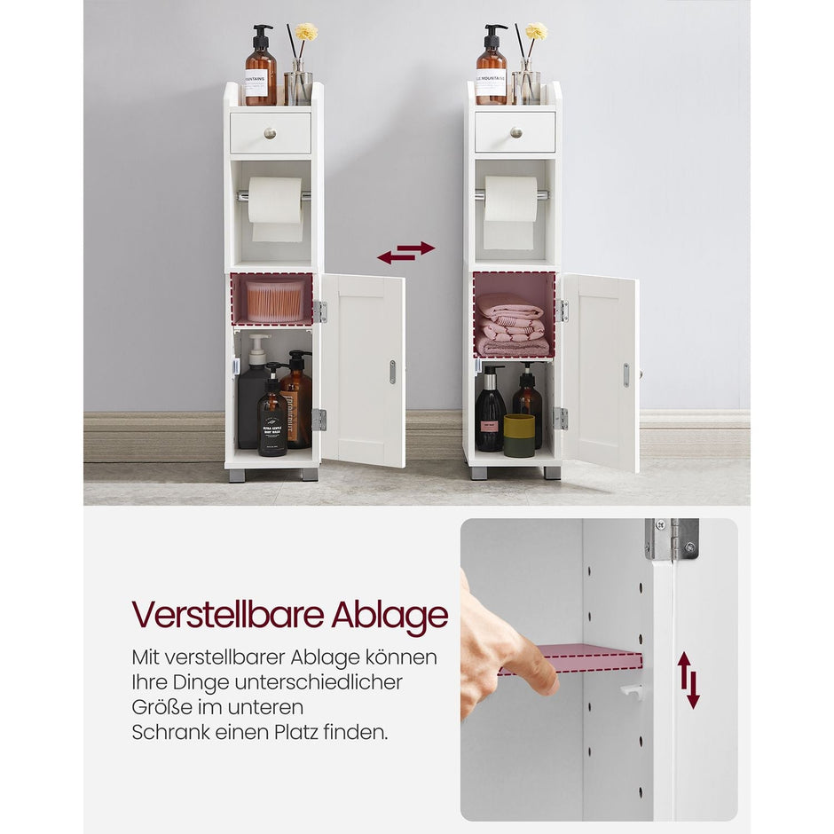 Toiletkast – Verstelbare plank – Waterdichte poten – Wit