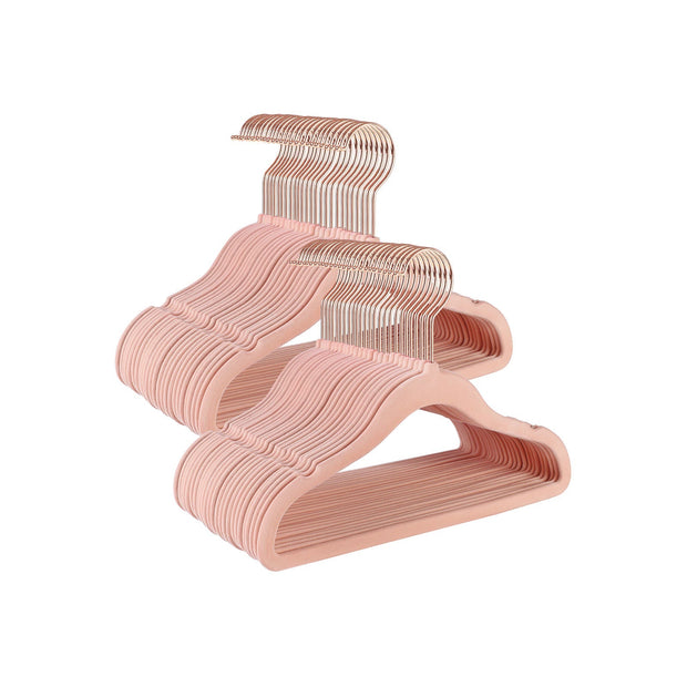 Kinderkledinghangers – Antislip Fluweel – Lichtroze – Set van 50