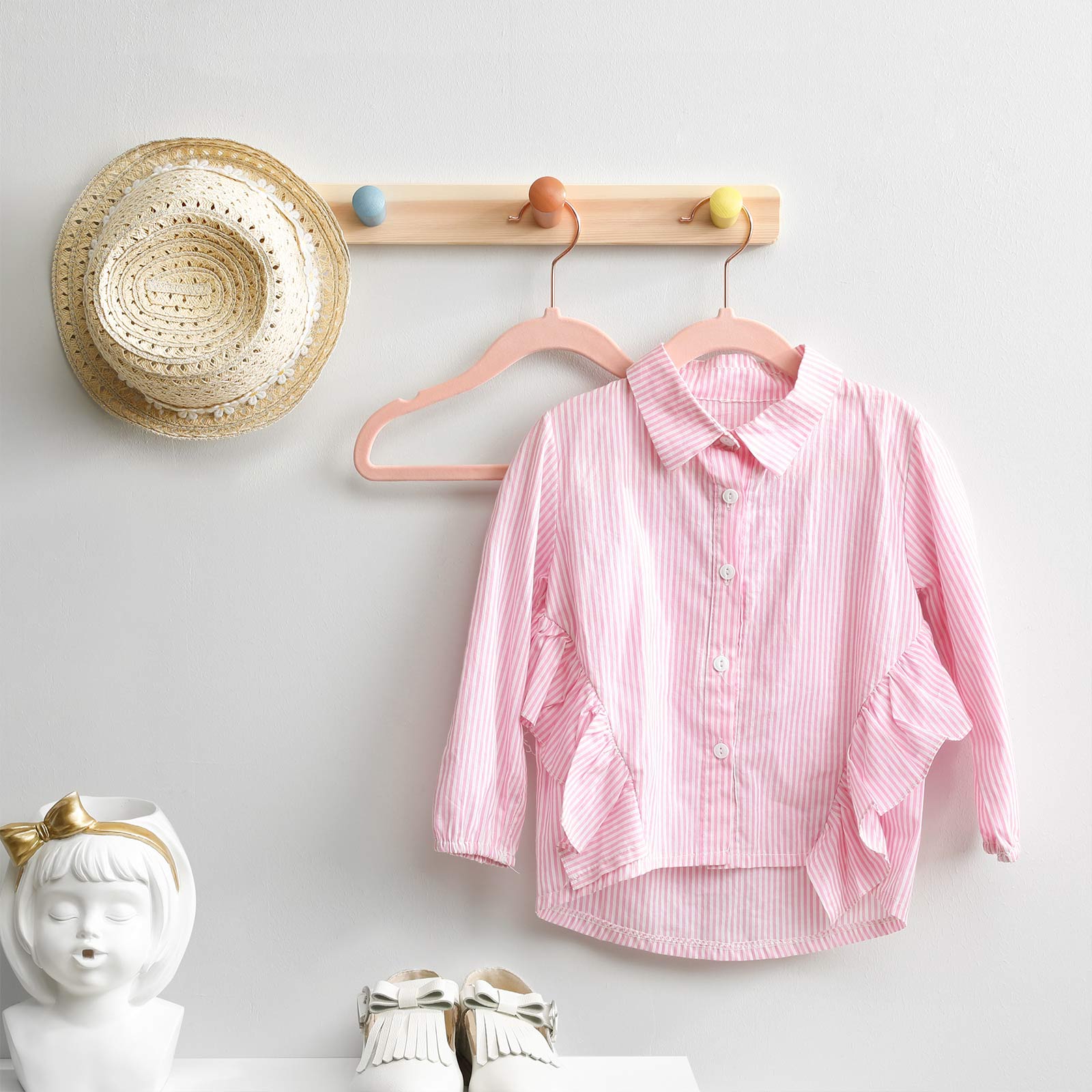 Kinderkledinghangers – Antislip Fluweel – Lichtroze – Set van 50