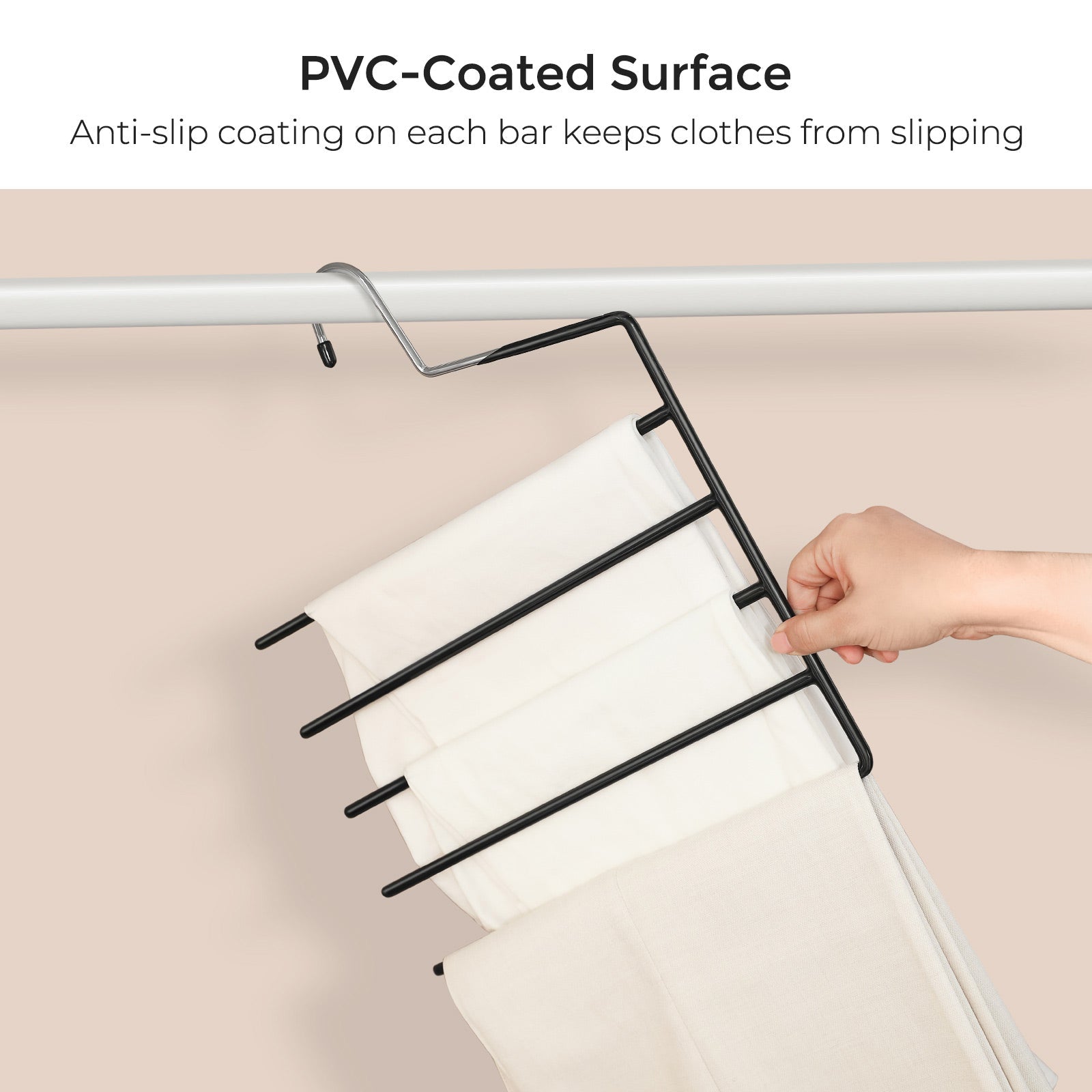 Meervoudige broekhangers – Ruimtebesparend – Set van 4 – Zwart