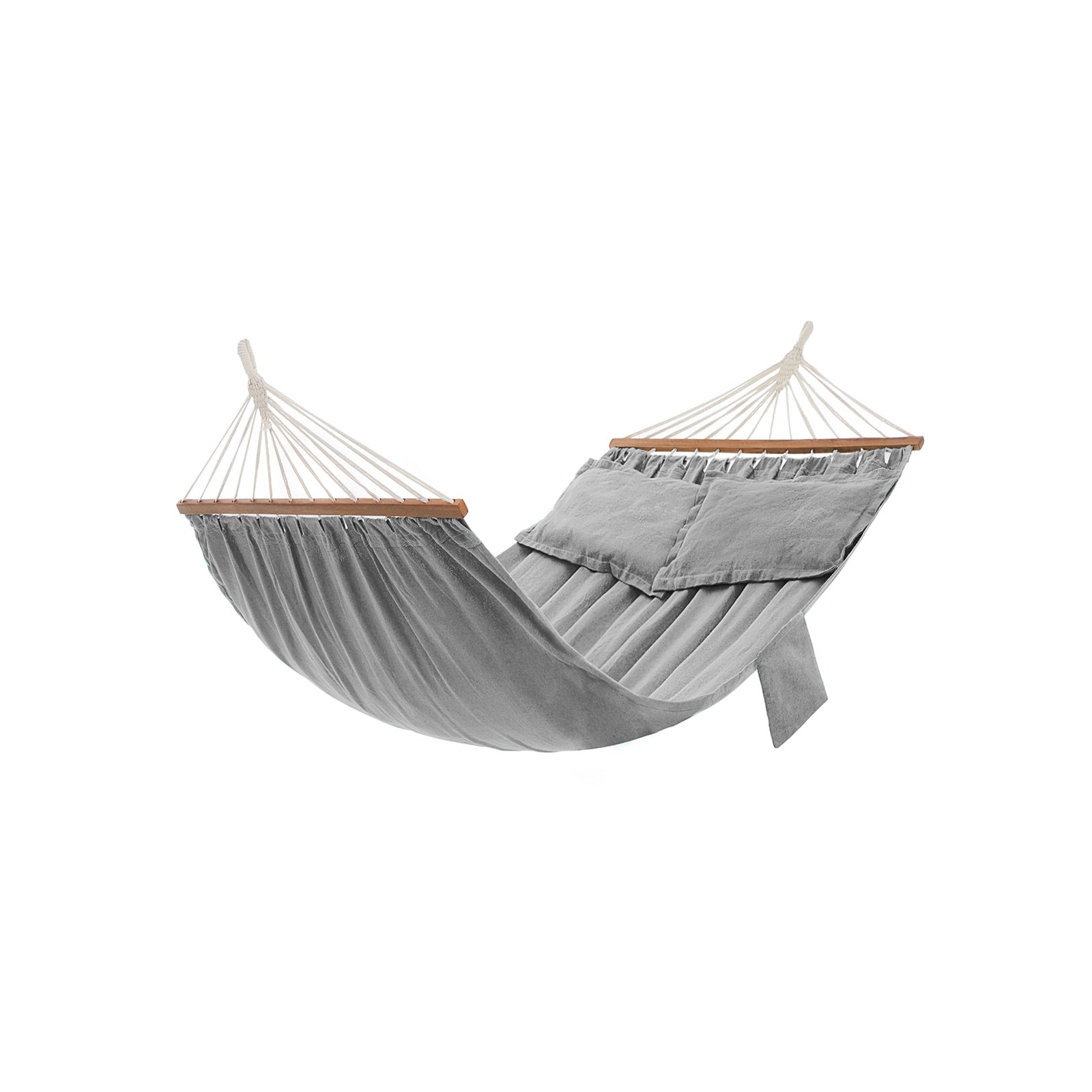 Hangmat - 210 x 150 cm - Met Houten Spreidstok - Met Kussens - Grijs