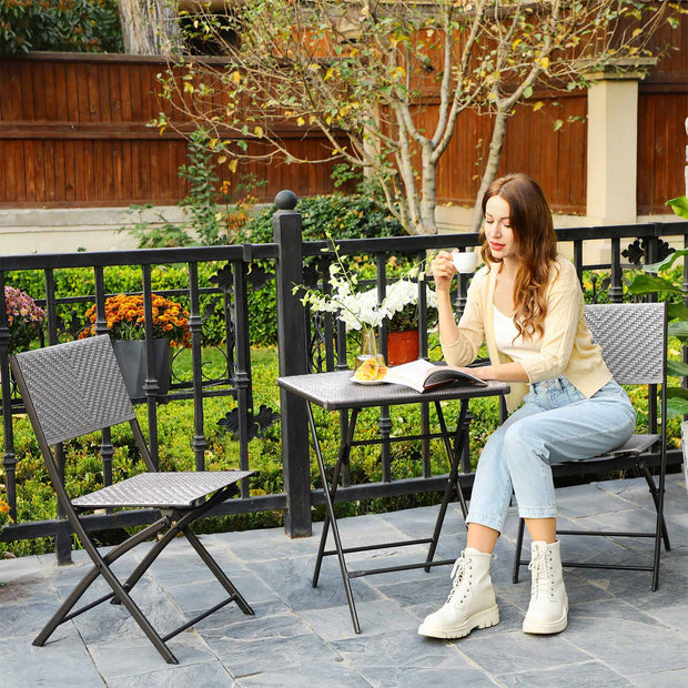 Tuinmeubelset – waterafstotend en opvouwbaar – grijs