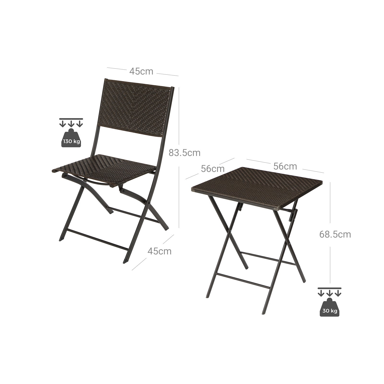 Tuinmeubelset – waterafstotend en opvouwbaar – koffiebruin
