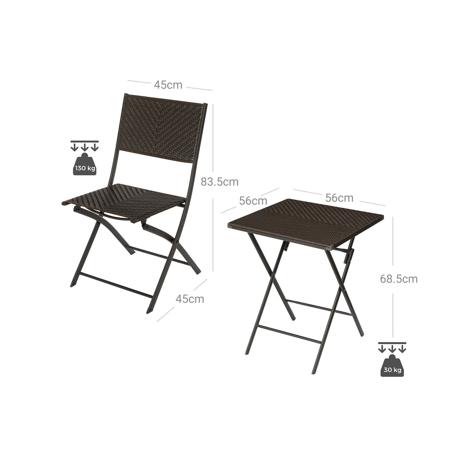 Tuinmeubelset – waterafstotend en opvouwbaar – koffiebruin
