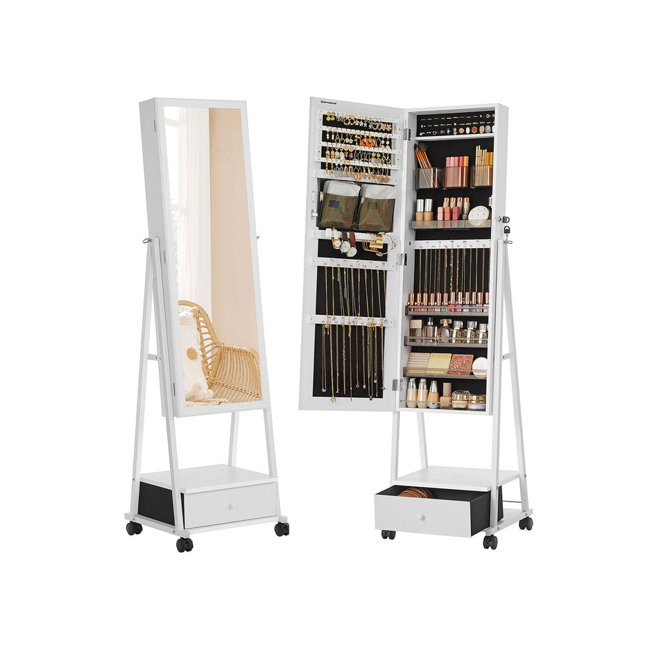 Sieradenorganizer – Met spiegel en lade – Wit