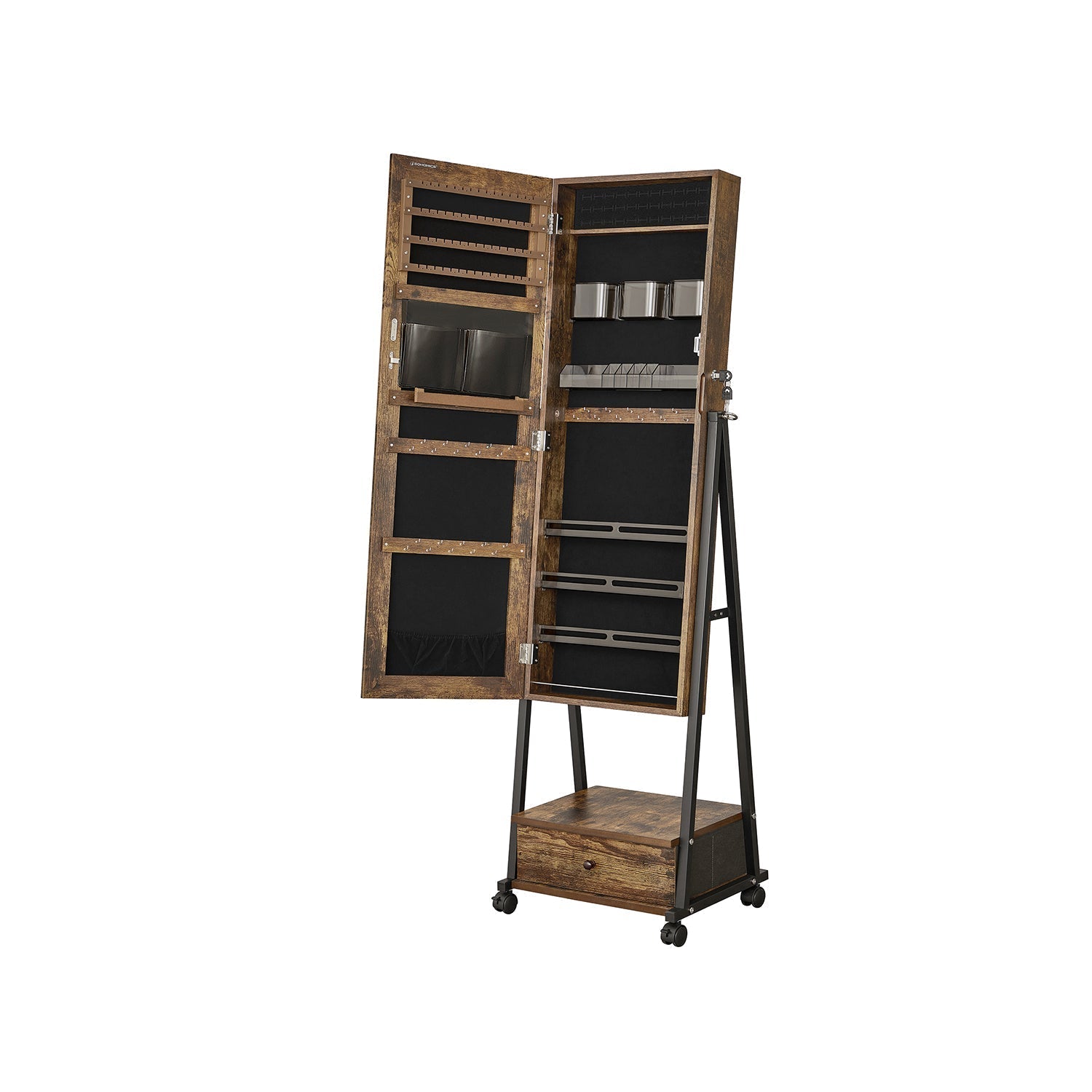 Sieradenorganizer - Sieradenkast - Met spiegel - Met lade - Afsluitbaar - Wit