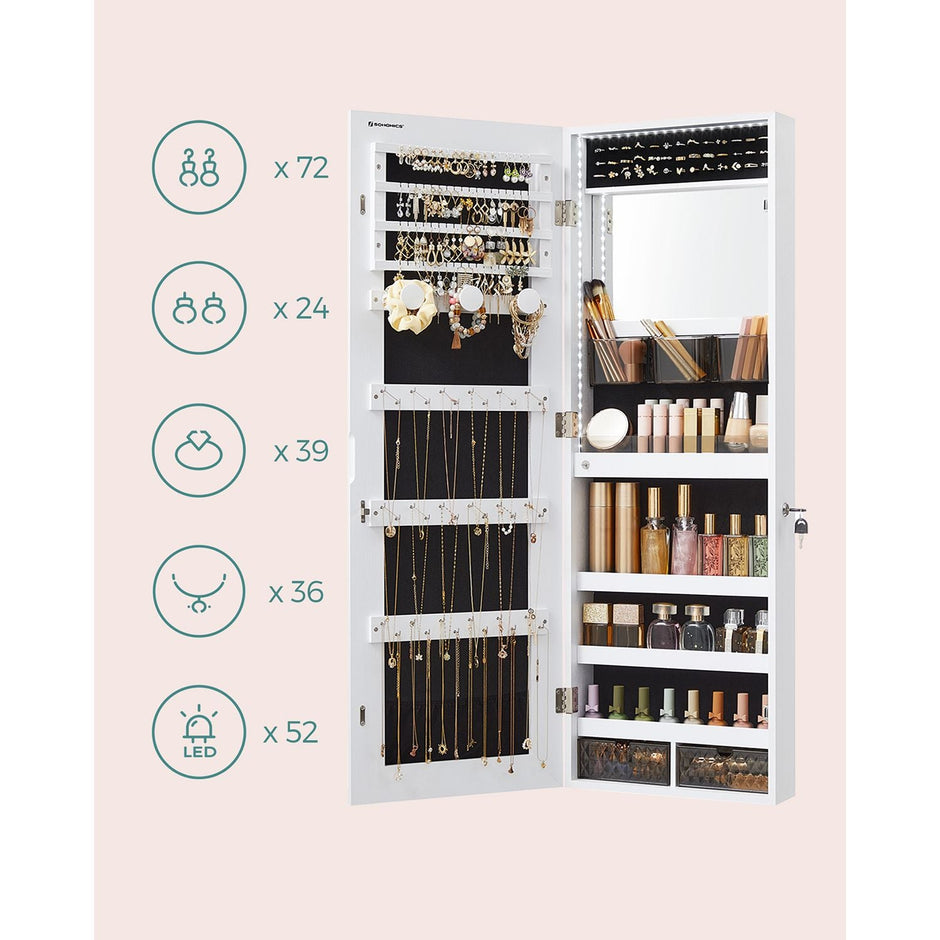 Hangende sieradenkast – Met led verlichting – Zwart en grijs