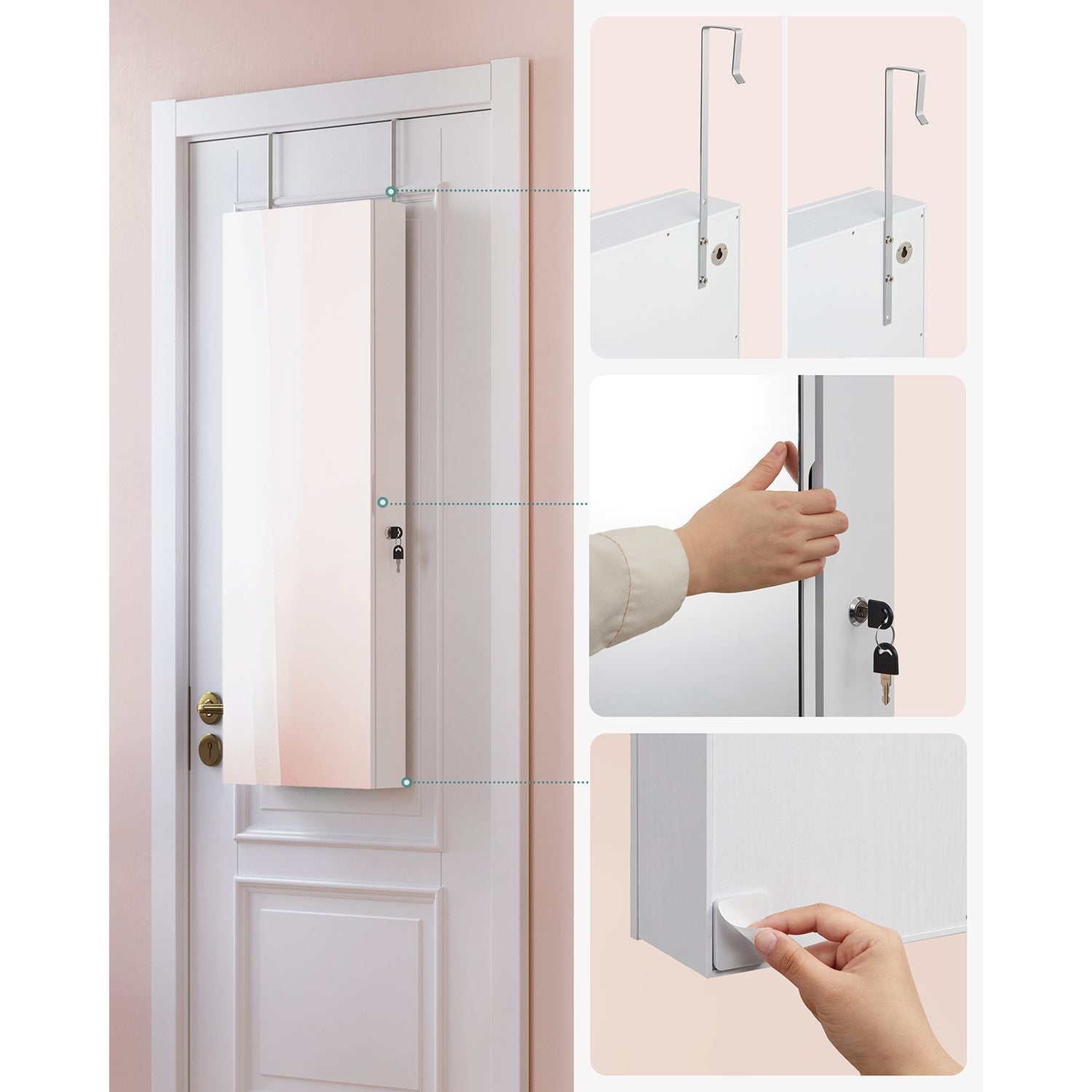 Hangende sieradenkast – Met led verlichting – Zwart en grijs