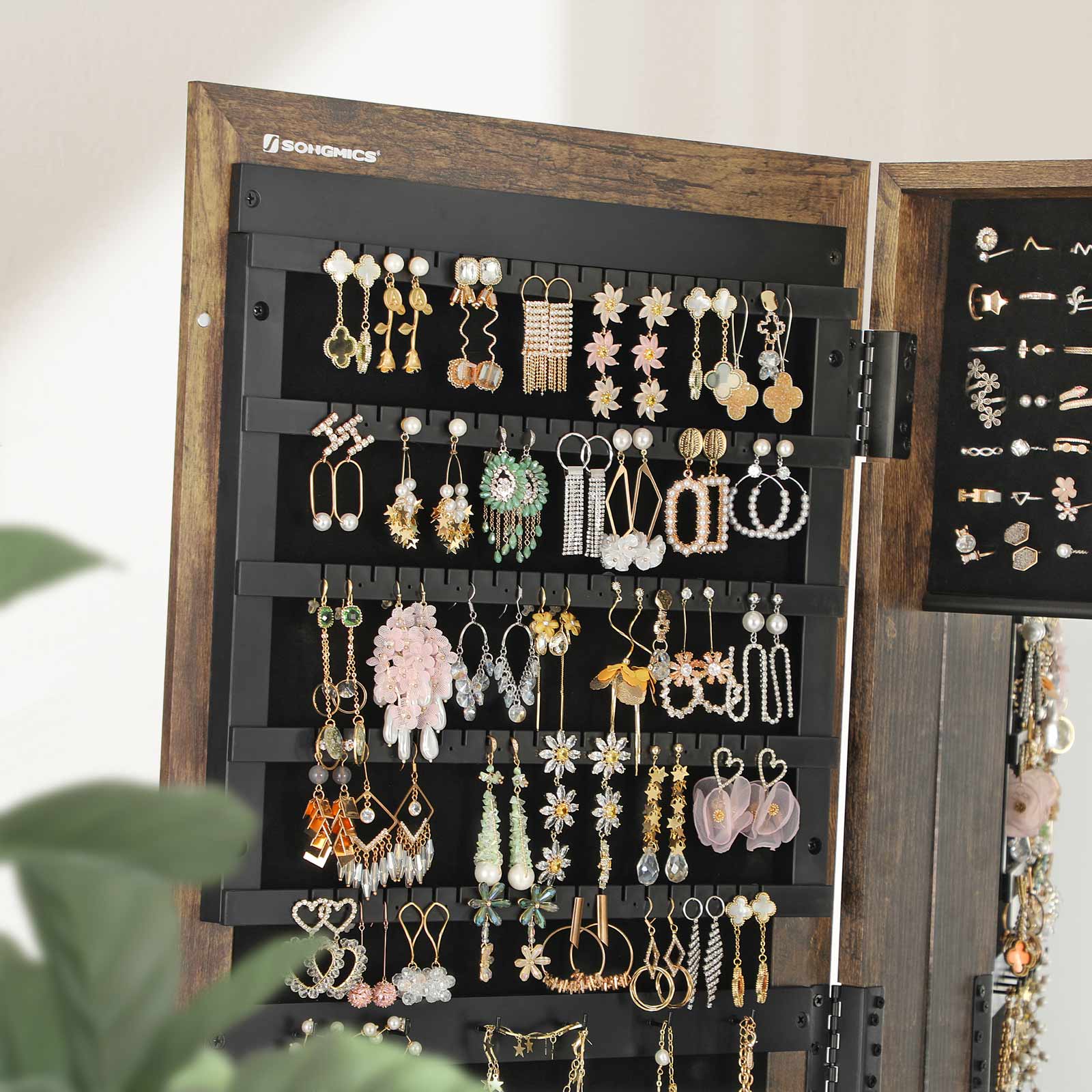 Sieradenkast – 360° draaibaar en afsluitbaar – Vintage bruin