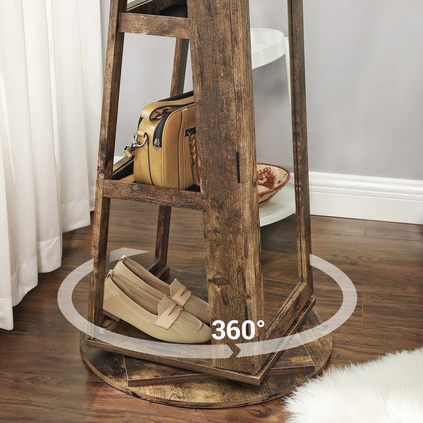 Sieradenkast – 360° draaibaar en afsluitbaar – Vintage bruin