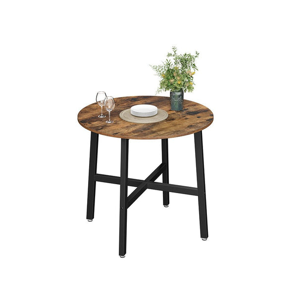 Ronde eettafel – Industrieel ontwerp – Vintage bruin/zwart