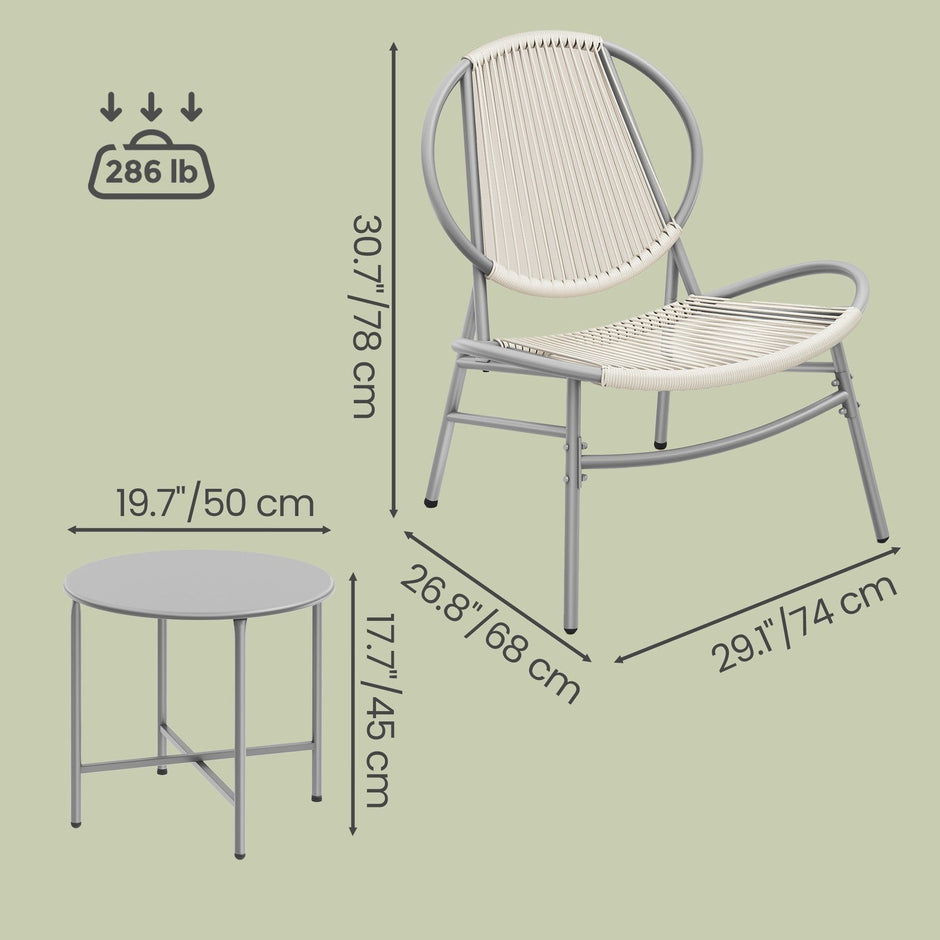 3-Piece Patio Bistro Furniture Set - PE and Steel