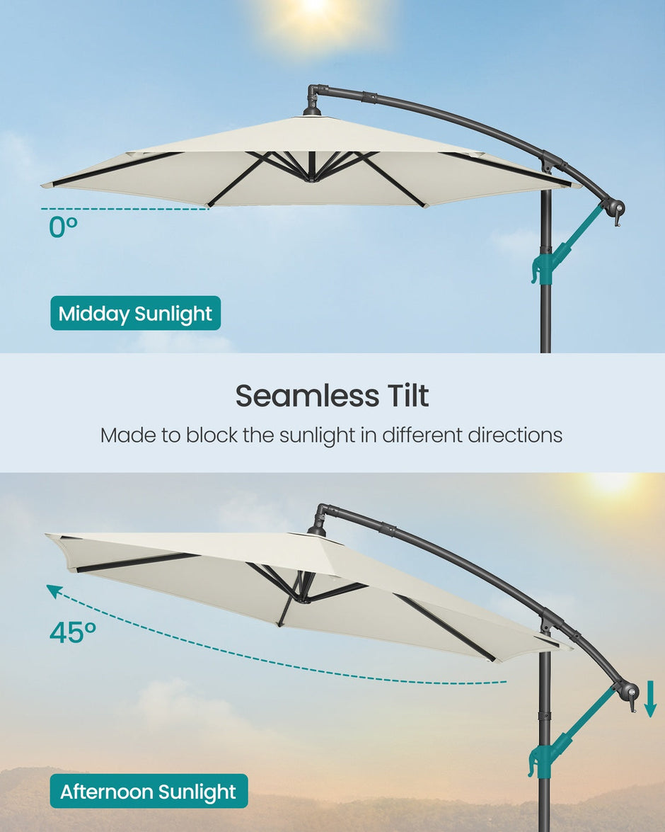 Cantilever Garden Parasol Umbrella - Metal Pole and Polyester