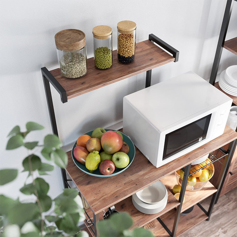 Keukenrek – Met metalen mand – Vintage Donkerbruin