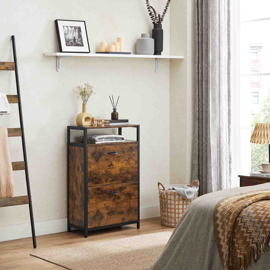 Schoenenkast – Met 2 compartimenten – Max. 8-12 paar schoenen – Industrieel design