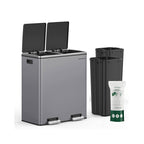 Prullenbak met pedaal en 2 compartimenten - Zwart