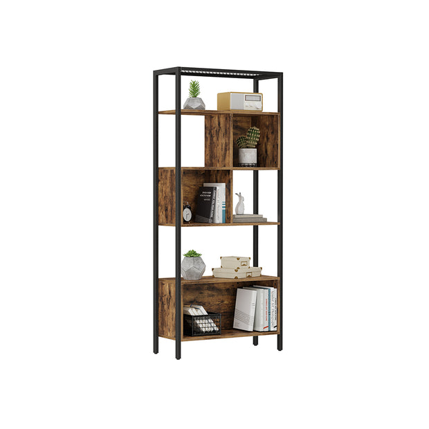 Boekenkast met stalen frame  – 80 x 30 x 180 cm – 100 kg draagvermogen