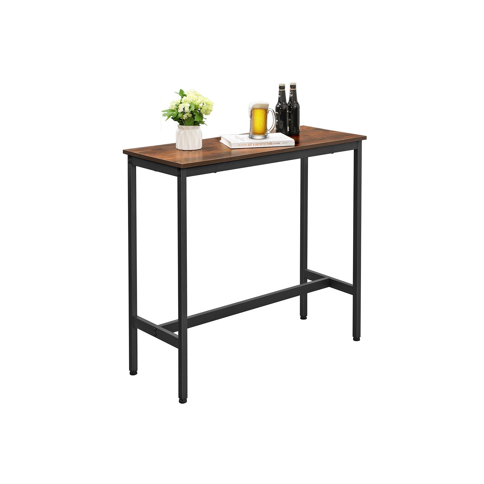 Bartafel - Smalle keukentafel - 120 x 40 x 100 cm - Rechthoekig - Bruin/Zwart