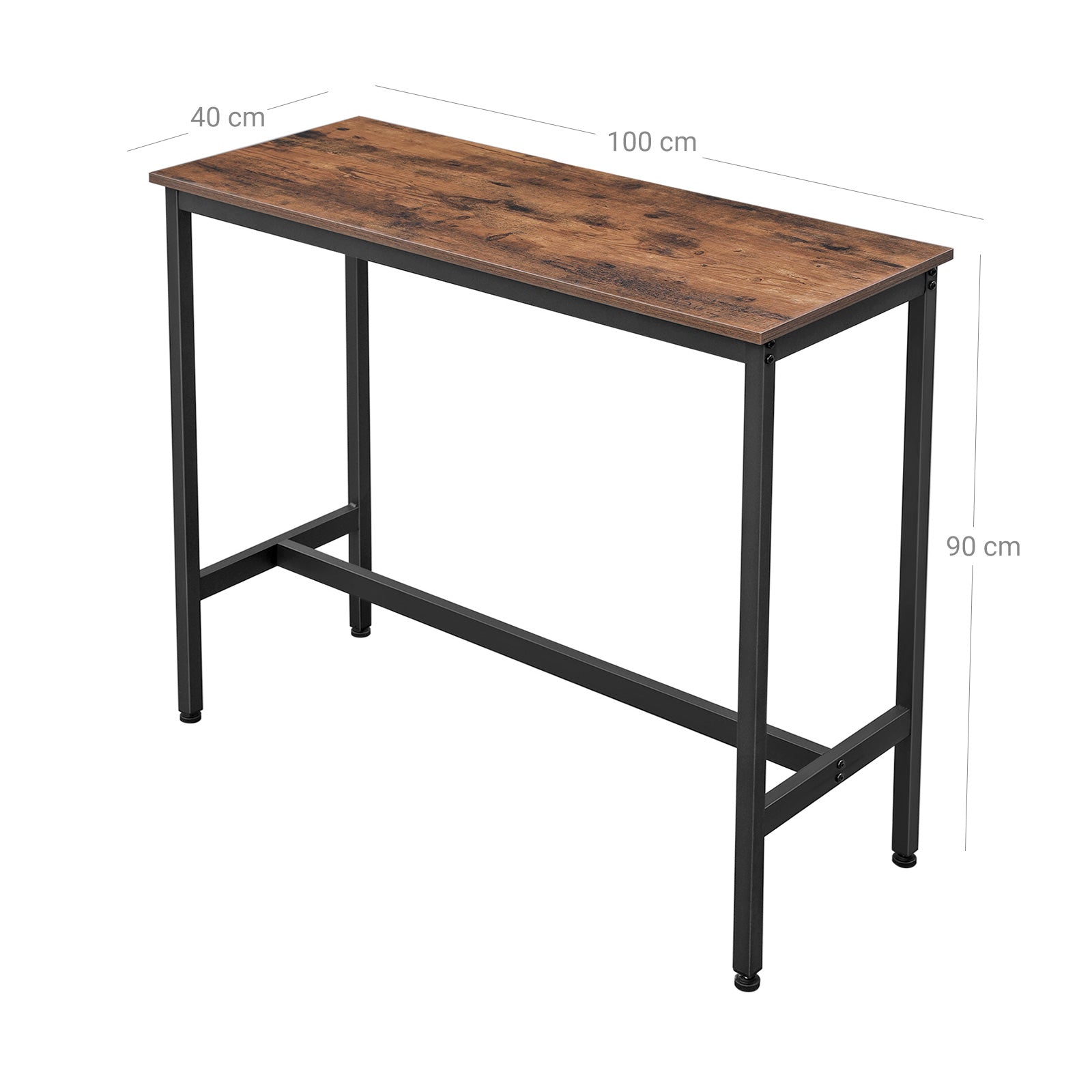 Bartafel - Smalle keukentafel - 120 x 40 x 100 cm - Rechthoekig - Bruin/Zwart